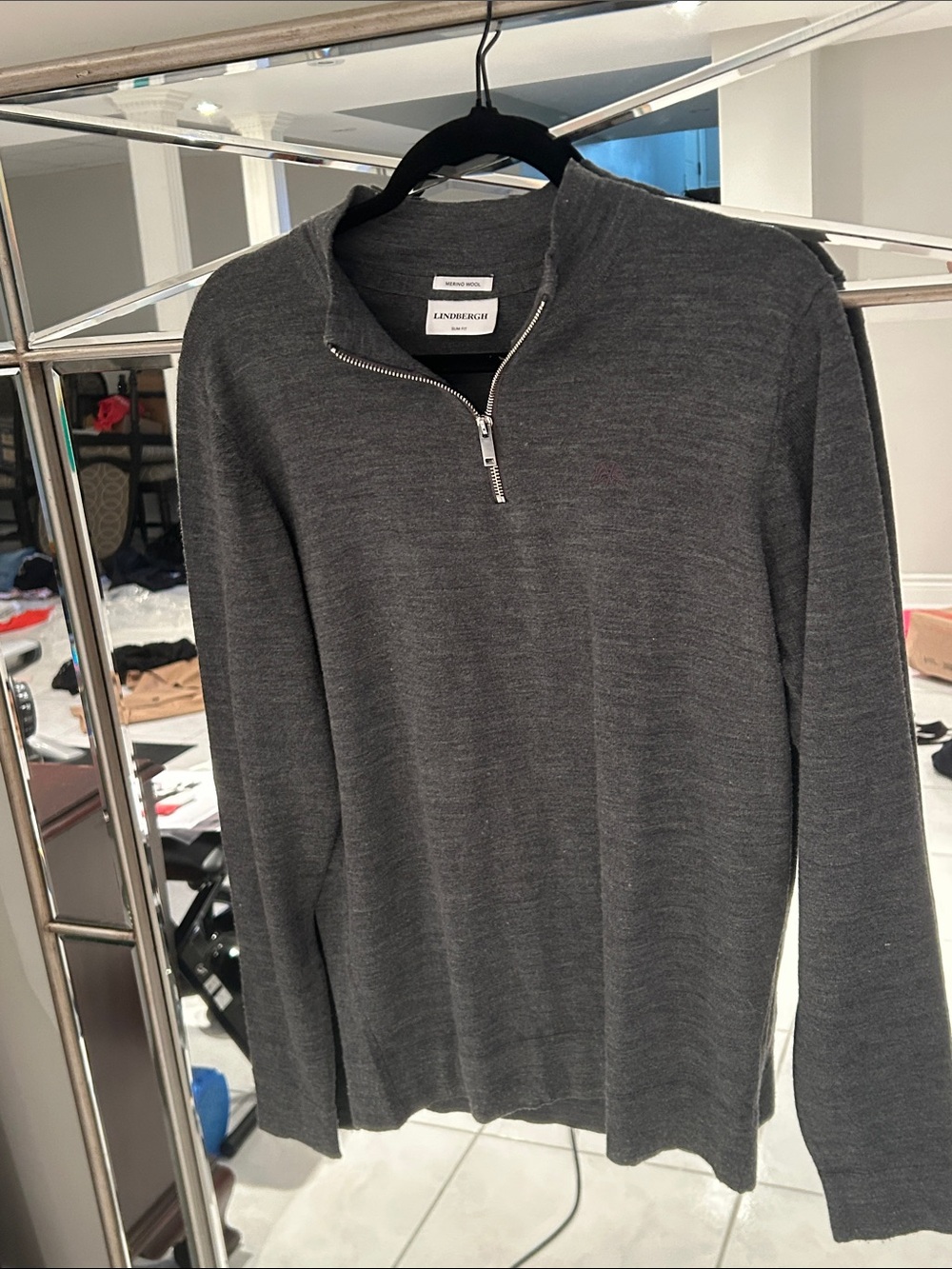 J LINDEBERG - 100% Merino Wool Charcoal Half-Zip